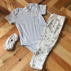 Lila & Jack Blue and Cream Kids Bodysuit Set